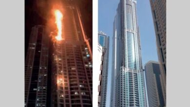حريق ضخم في ناطحة سحاب بدبي.. إخلاء 3820 شخصًا ونجاح الدفاع المدني في إخماد النيران