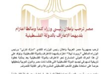 مصر ترحب بإعلان كندا ومالطا الاعتراف بالدولة الفلسطينية: خطوة تاريخية