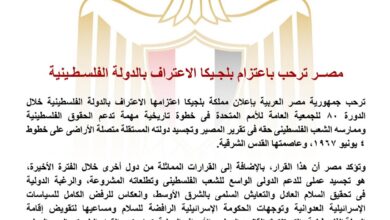 مصر ترحب بقرار بلجيكا الاعتراف بالدولة الفلسطينية