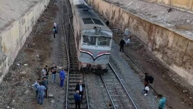 خروج قطار عن القضبان بشبين القناطر