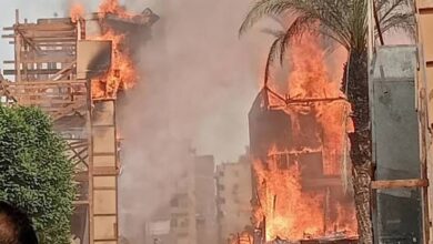 إخماد حريق لوكيشن مسلسل "الكينج" في استوديو مصر