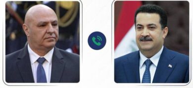 السوداني يؤكد لعون دعم العراق لاستقرار لبنان وتثبيت سيادته.