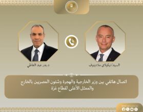 وزير الخارجية يبحث مع ملادينوف مستجدات الأوضاع في غزة وتنفيذ المرحلة الثانية من خطة السلام